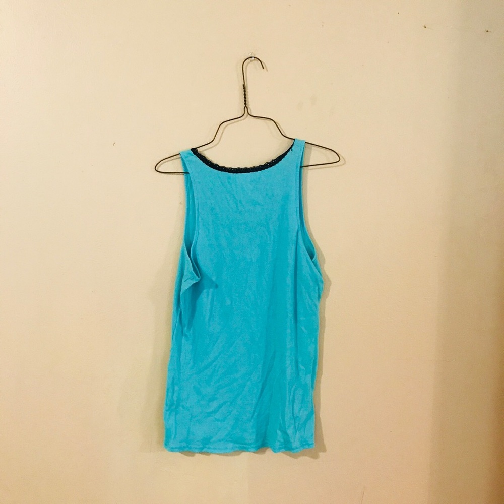 Aqua Lace Trimmed Tank Top - Picture 4 of 4